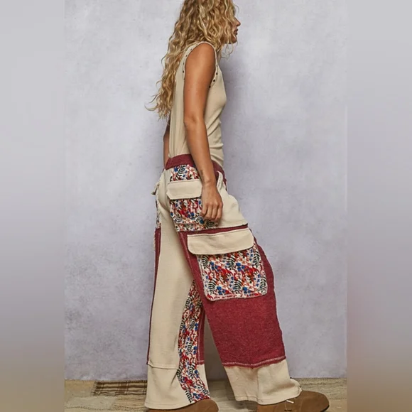 Pxxx NWT POL Designed In Pants Relaxed Thermal Quilted Floral Wide Leg Sm Md Lg - Picture 6 of 13